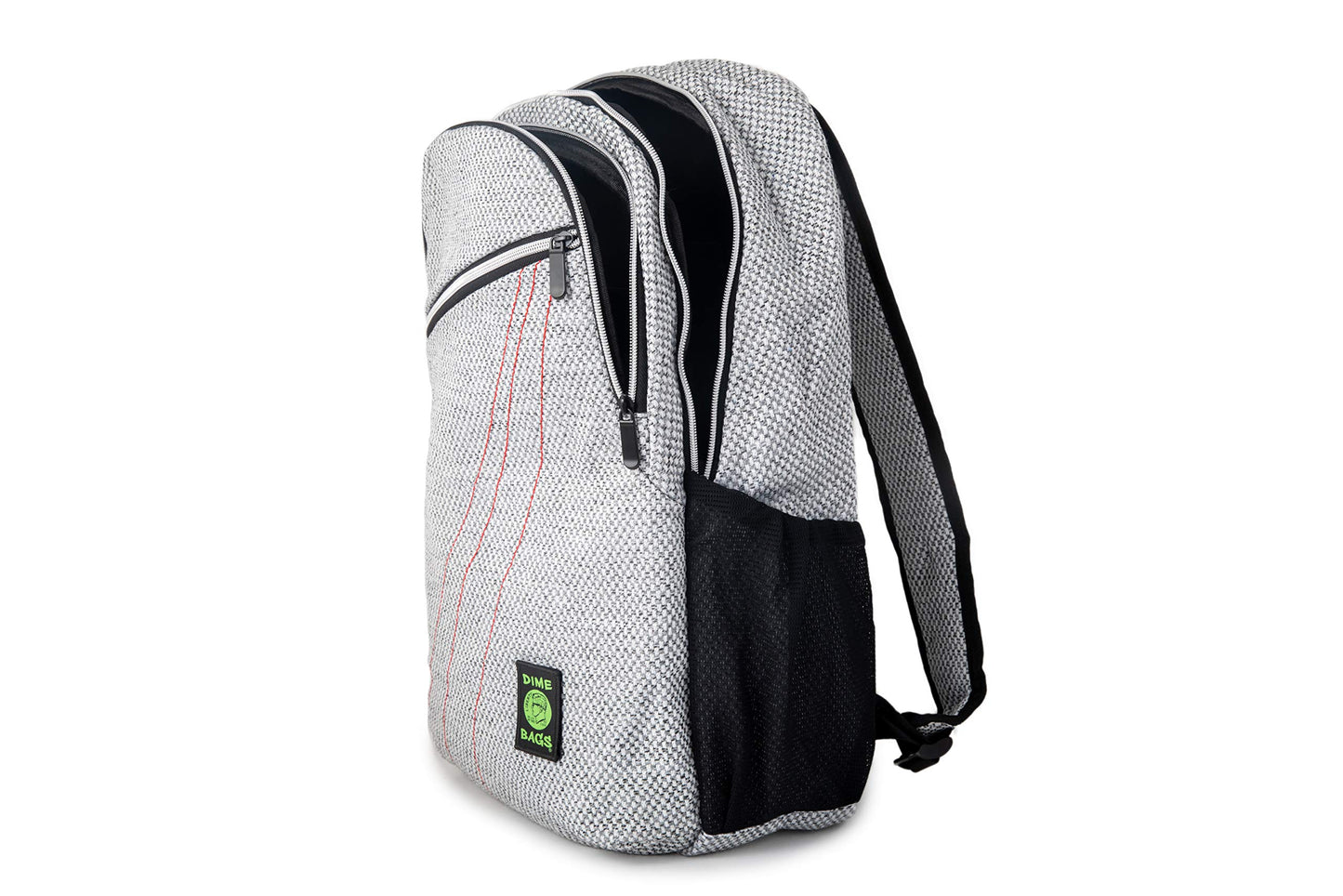 DIME BAGS Backpack with Padded Laptop Compartment, Durable Hempster Material, 11 Storage Pockets, For Travel & Daily Use, City Dweller (Silver)