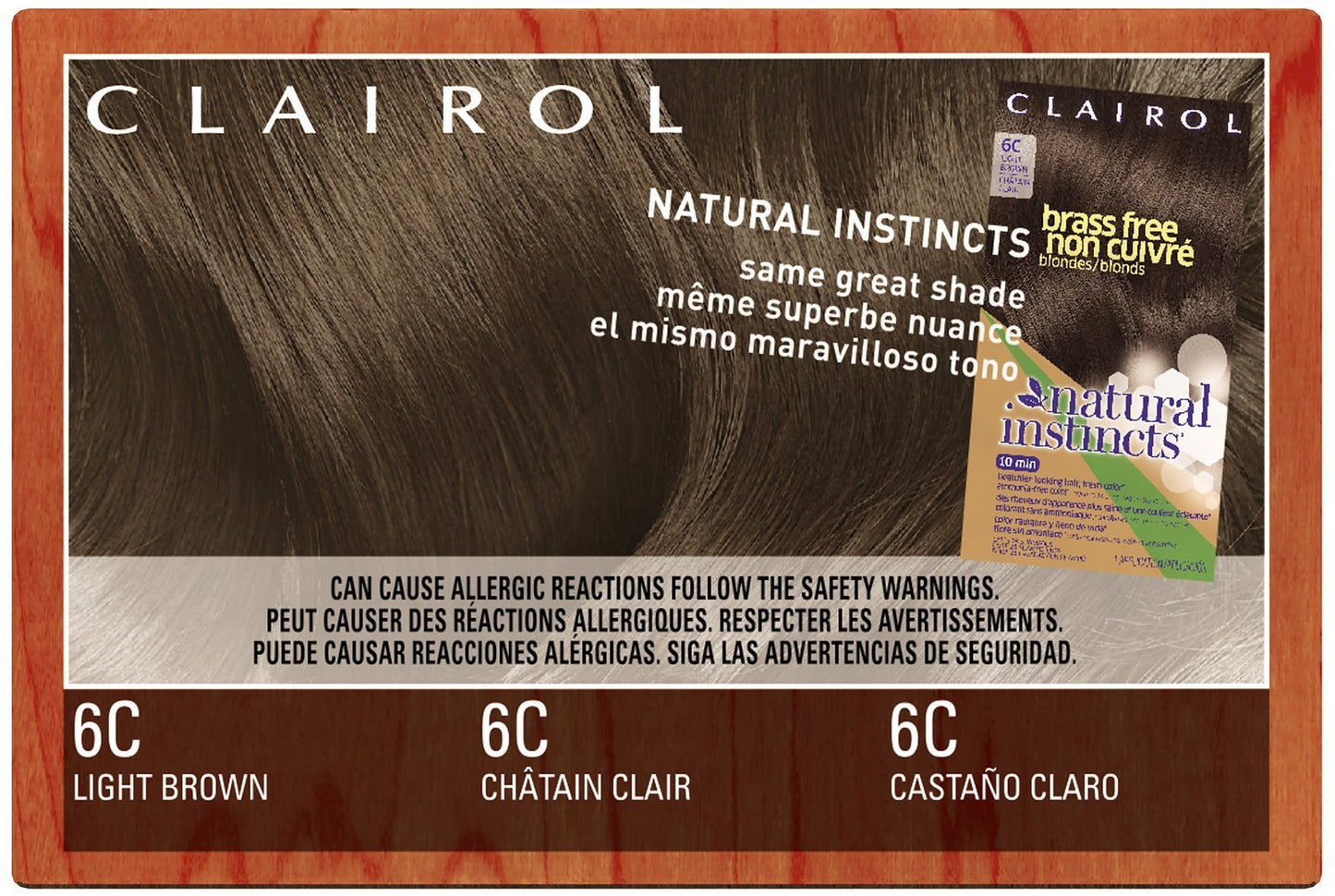 Clairol Natural Instincts, 6C, Brass Free Light Brown
