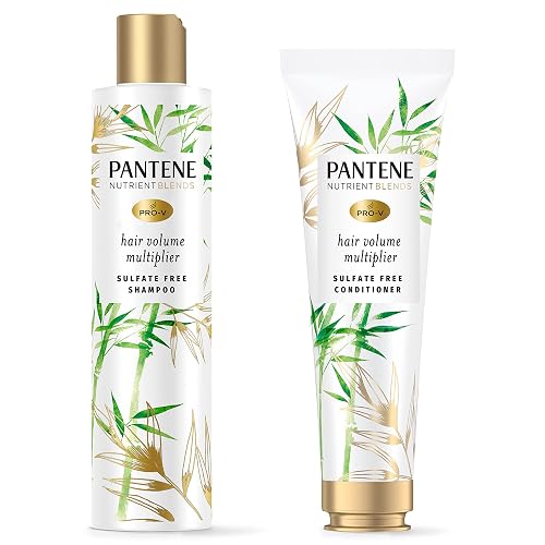 Pantene Sulfate Free Shampoo and Conditioner Set, Volumizing Shampoo and Conditioner for Fine or Flat hair with Bamboo, Safe for Color Treated Hair