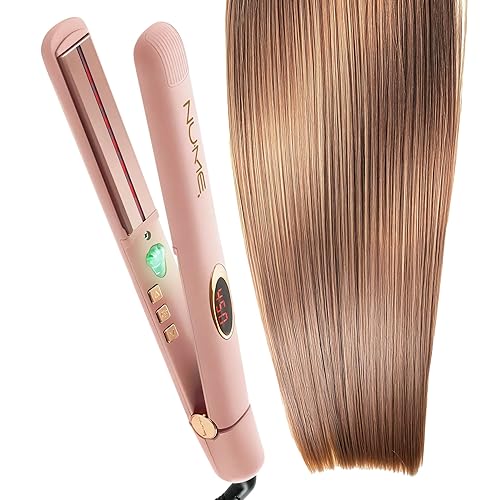 NuMe Megastar Hair Straightener, Blush | 1-inch Tourmaline Flat Iron with Floating Plates, Infrared Light and Negative Ions - Professional Styling