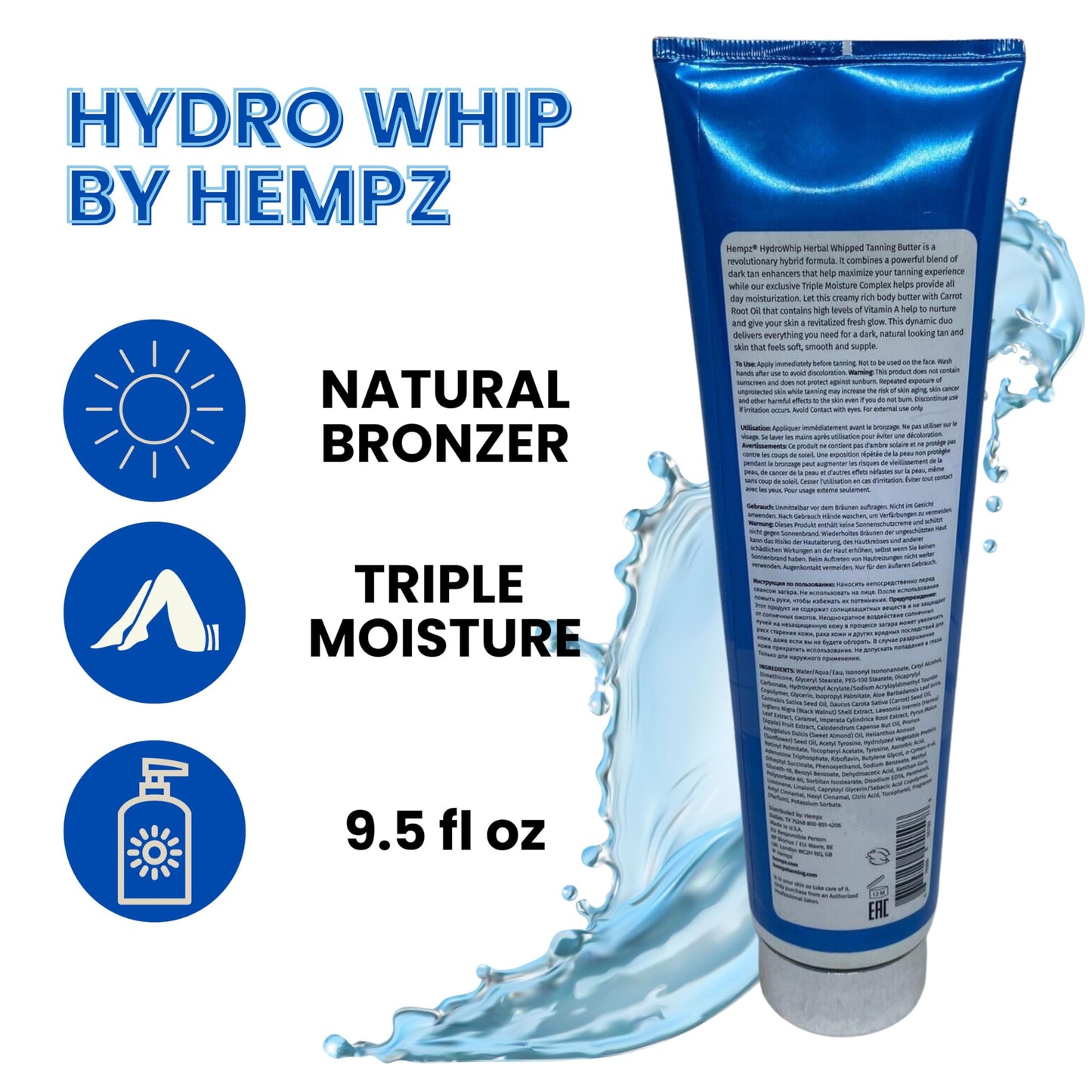Hempz Hydro Whip Bronzing Butter Triple Moisture Herbal Whipped Natural Bronzing Butter 9oz