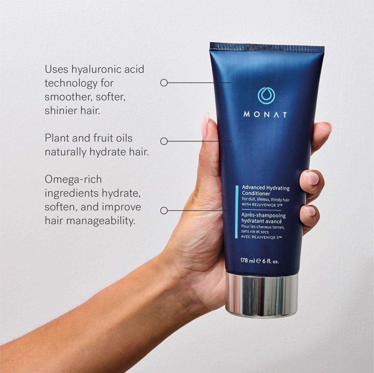MONAT Advanced Hydration Shampoo and Conditioner Set Infused with REJUVENIQE For Dry Fine to Medium Hair - Moisturizes & Strengths - Sulfate-Free