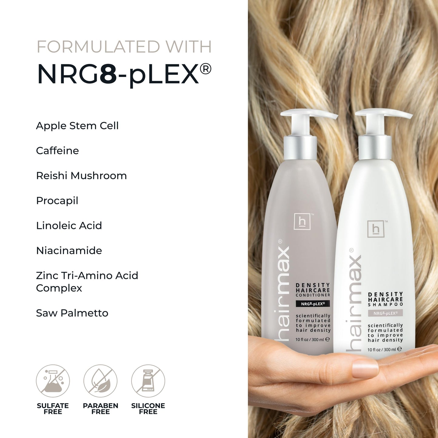 Hairmax Shampoo & Conditioner | Anti Thinning formula | Advanced Hair & Scalp Therapy for Thinning Hair | Cleanses, Hydrates & Strengthens | Sulfate