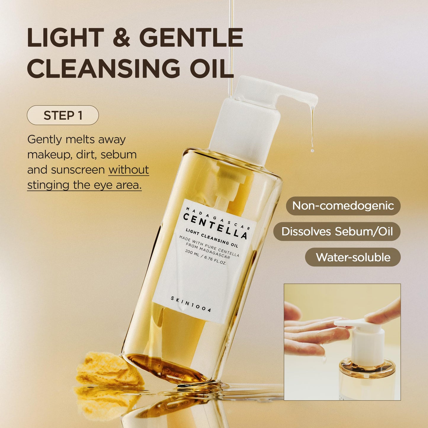 SKIN1004 Centella Double Cleansing Duo, Cleansing Oil 6.76 fl.oz & Ampoule Foam Cleanser 4.23 fl.oz, Korean Gentle Face Cleanser Gift Set, Makeup Beauty and Personal Care SKIN1004