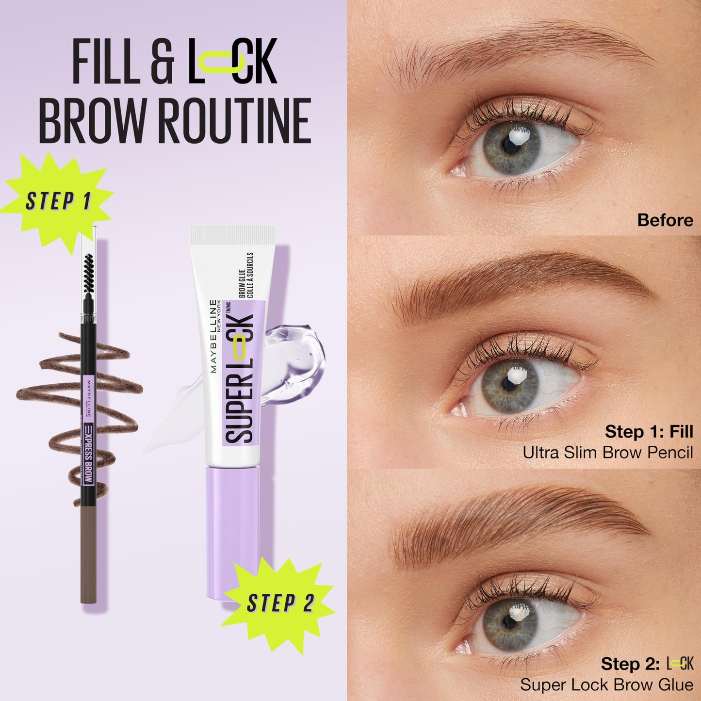 Maybelline Express Brow Ultra Slim Eyebrow Makeup, Brow Pencil with Precision Tip and Spoolie for Defined Eyebrows, Blonde, 1 Count