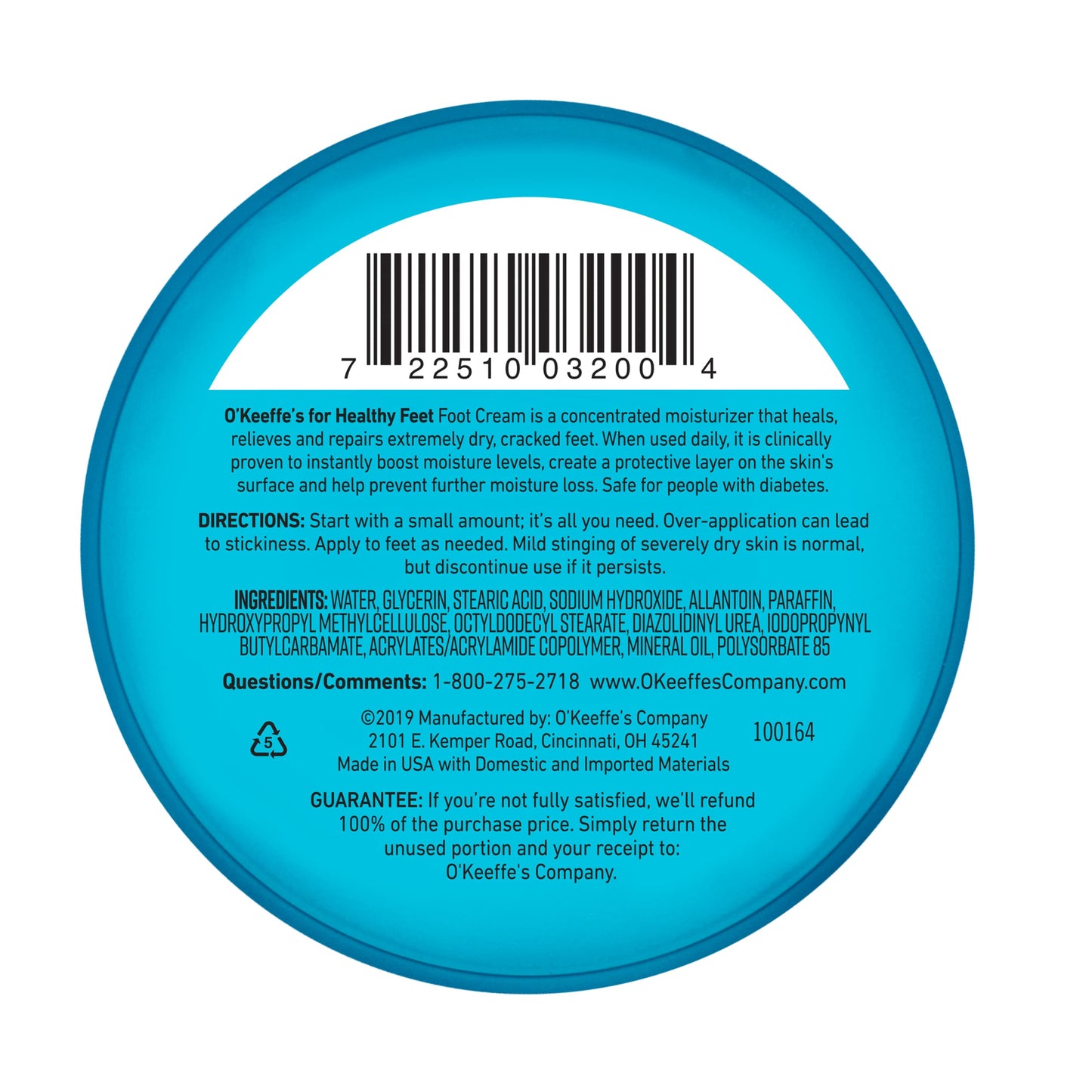 O'Keeffe's for Healthy Feet Foot Cream; Guaranteed Relief for Extremely Dry; Cracked Feet; Instantly Boosts Moisture Levels; 3.2 Ounce Jar; (Pack