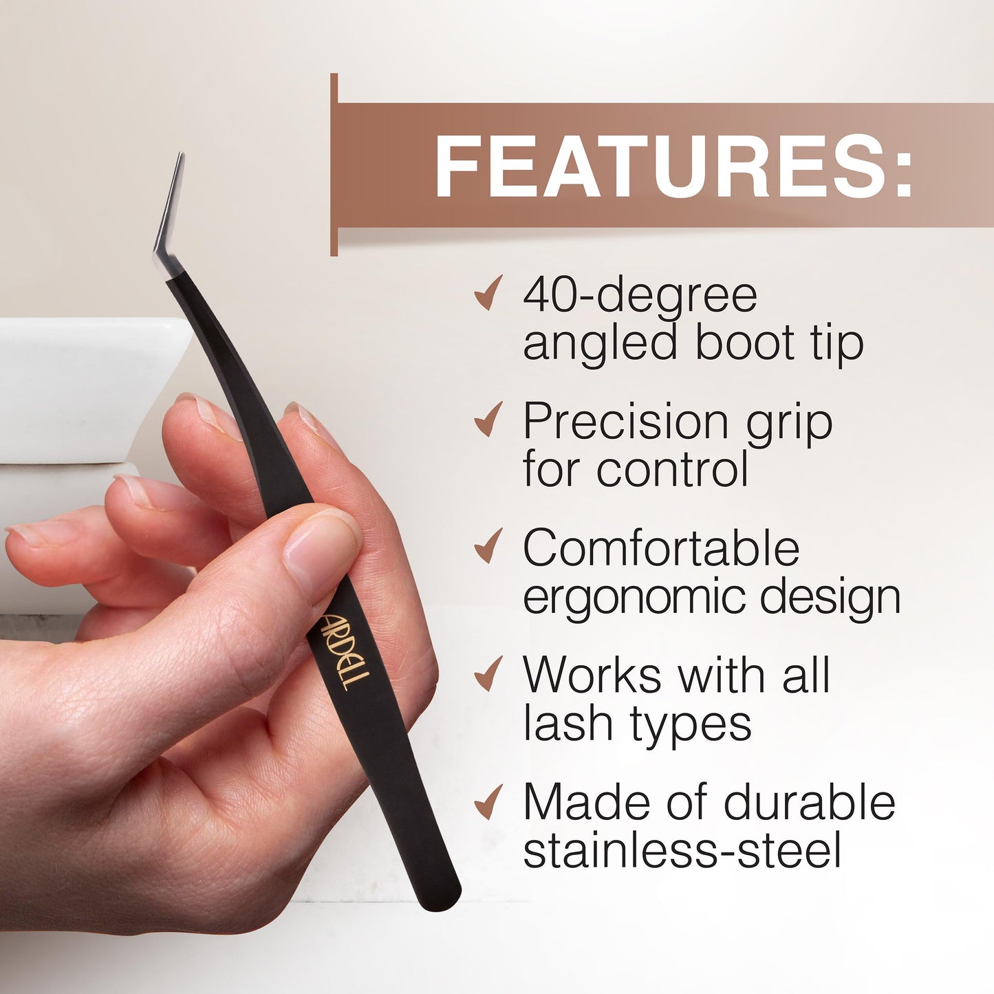 Ardell Pre-Mapped Eyelash Applicator Tool 40° Curved Lash Tweezers Beauty and Personal Care Ardell