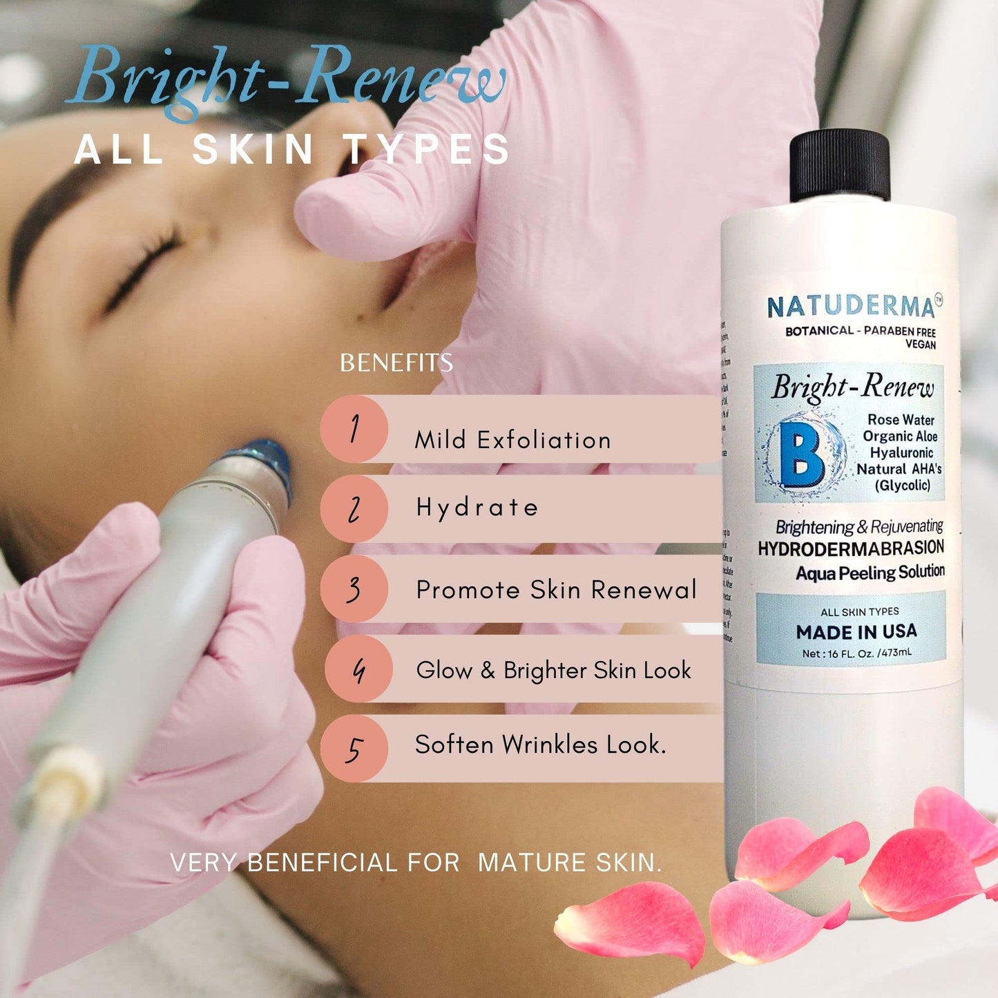 Hydrodermabrasion Solution, Aqua Peeling Serum, Solution for Wet Microdermabrasion, 3 bottles of 16 oz each, Natuderma Hydro Serum. MADE IN USA Beauty & Personal Care NATUDERMA