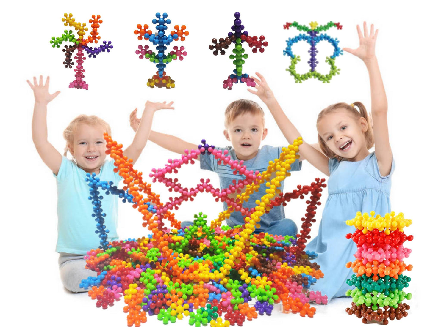 AICOC STEM Toys Building Toys Blocks for Kids 260 Pieces Educational Discs Sets Interlocking Solid Plastic for Preschool Boys and Girls Aged 3+