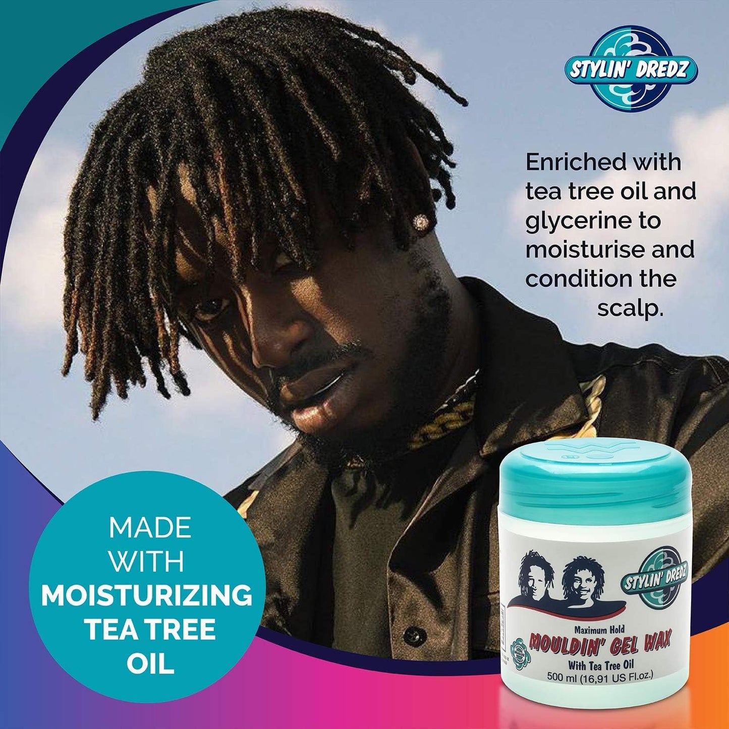 Stylin Dredz Mouldin' Gel Wax with Tea Tree Oil - Twist n Lock - Maximum hold (500 ml, Single)