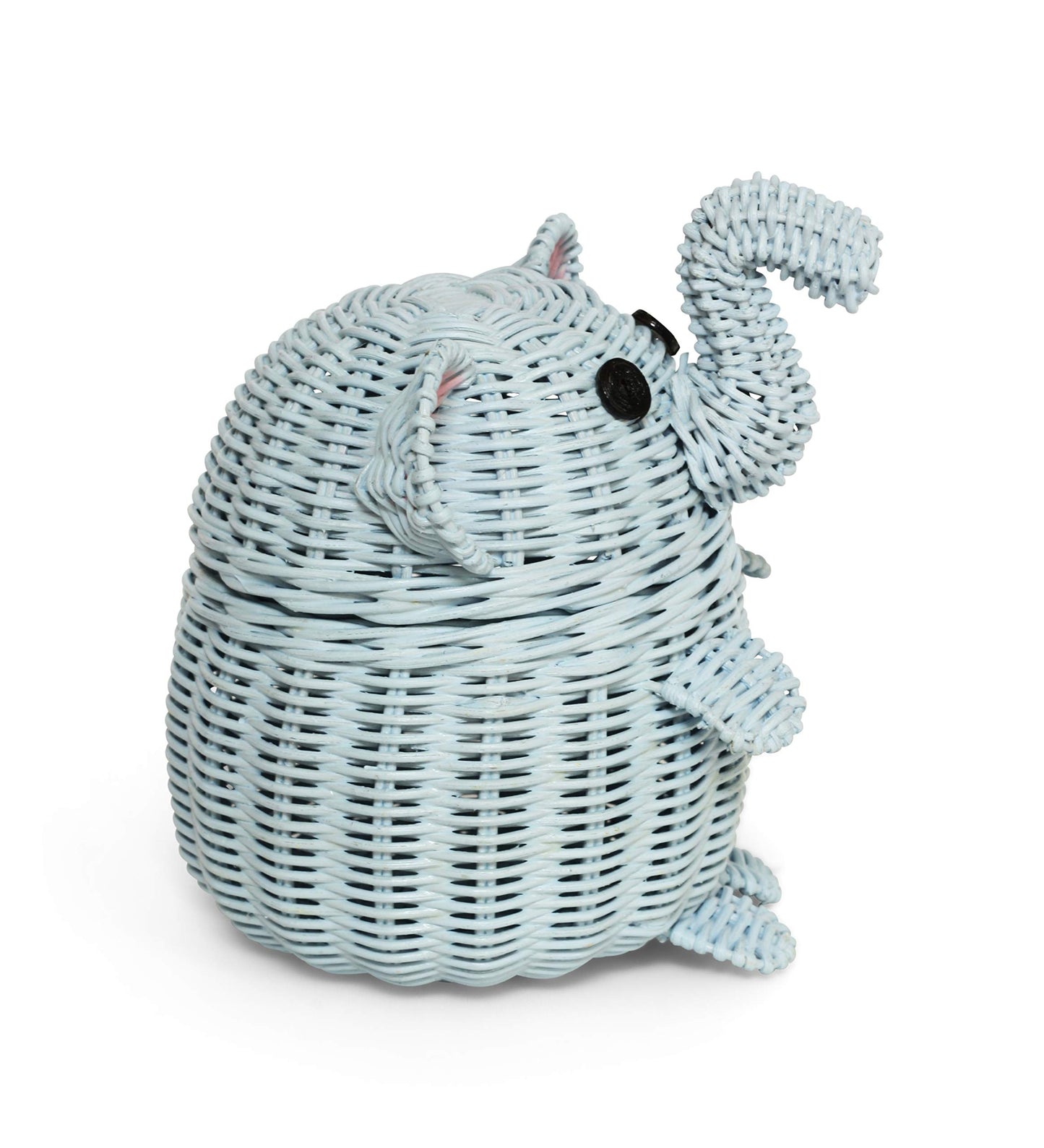 G6 COLLECTION Elephant Rattan Storage Basket With Lid Decorative Bin Home Decor Hand Woven Shelf Organizer Cute Handmade Handcrafted Nursery Gift…