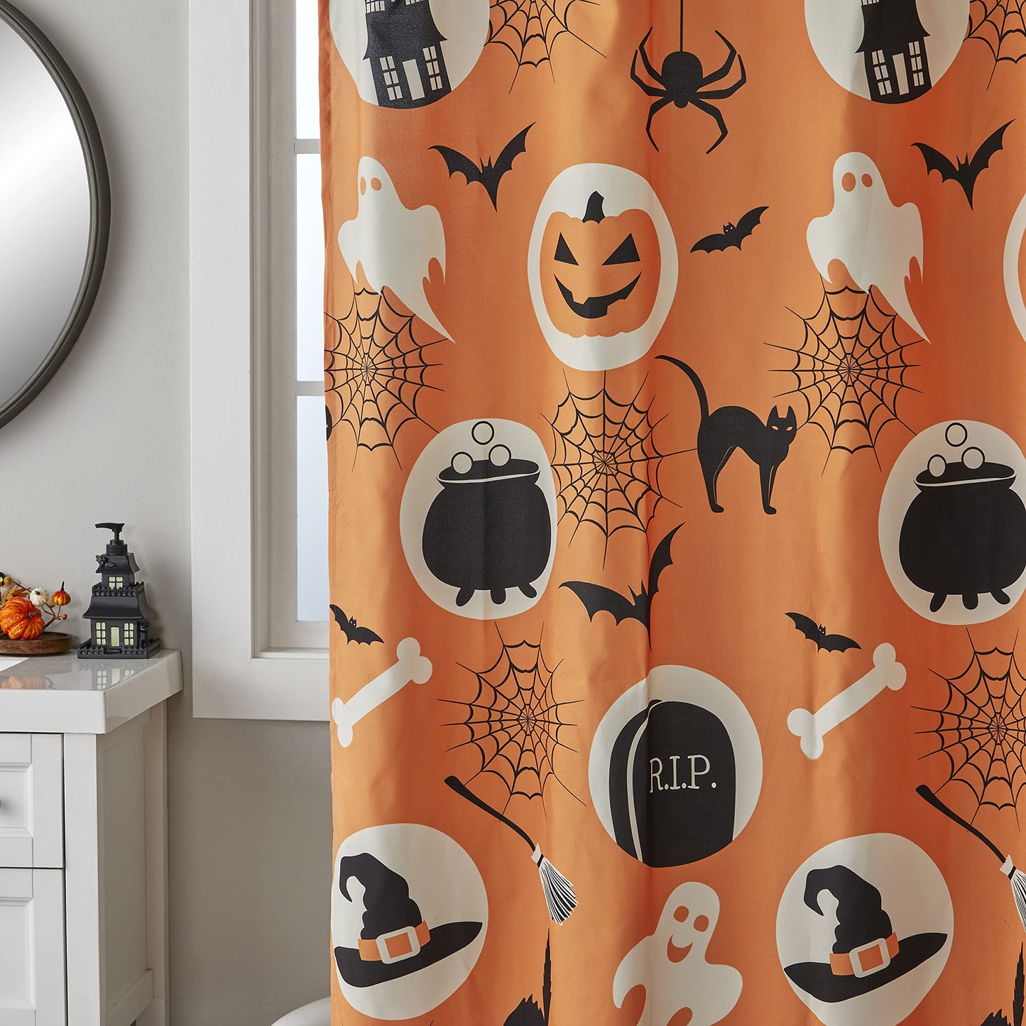 SKL Home by Saturday Knight Ltd. Spooky Good Time Shower Curtain, Multi 70.00" x 72.00"