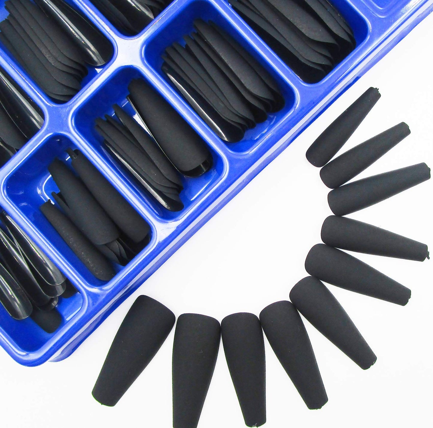 LoveOurHome 100pc Coffin Press on Nails Long Fake Nails Medium Ballerina Acrylic Press on Nail Coffin Nail Tips Matte Black Artifical Nail Full Cover
