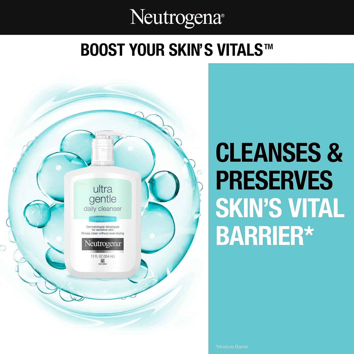 Neutrogena Ultra Gentle Foaming Facial Cleanser, Hydrating Face Wash for Sensitive Skin, Gently Cleanses Face Without Over Drying, Oil-Free