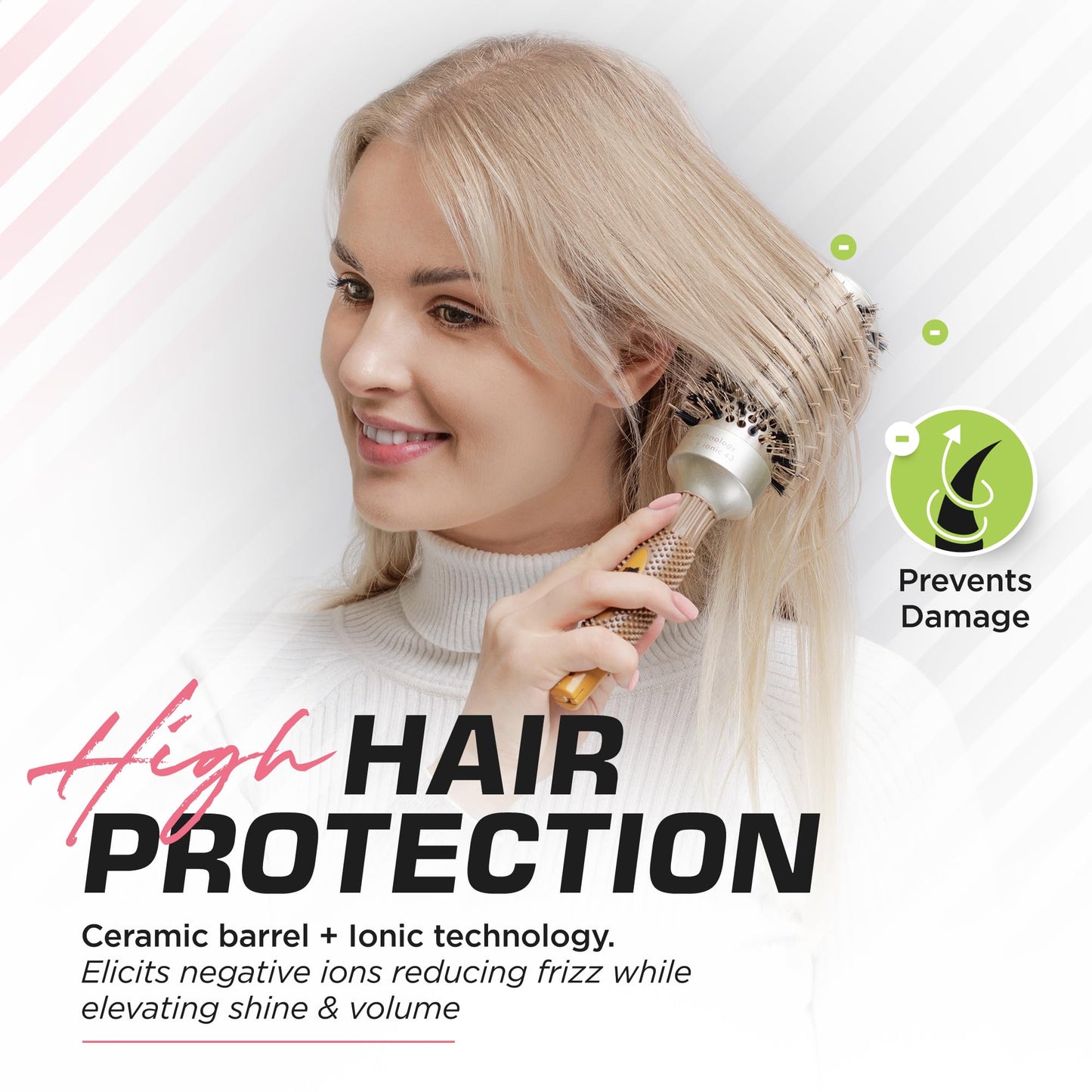 Fagaci Professional Round Brush with Natural Boar Bristle for Blow Drying, Nano Technology Ceramic + Ionic for Voluminous Healthy Hair Styling |