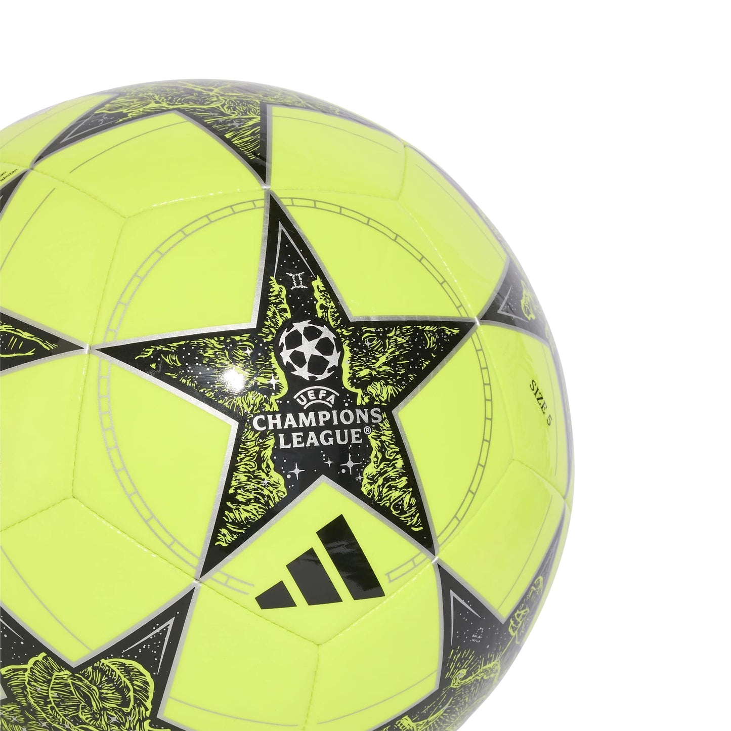 Adidas Unisex-Adult UEFA Champions League Club Soccer Ball, Solar Yellow/Black/Silver Metallic, 5