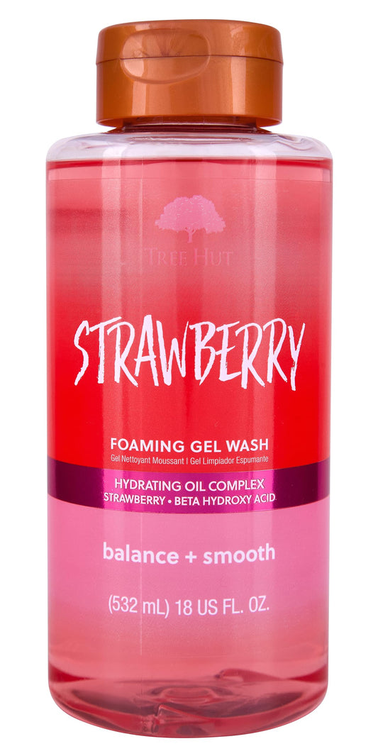 Tree Hut Strawberry Foaming Gel Wash | Cleanse & Soothe Skin Without Stripping Moisture | Made with our Hydrating Oil Complex | 18 fl oz.