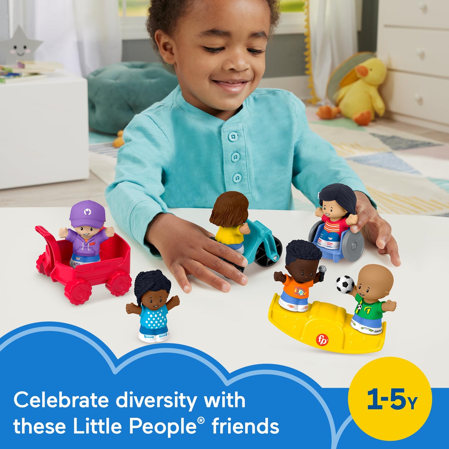 Fisher-Price Little People Toddler Toys Play for All Figure and Accessory Pack 9-Piece Set for Pretend Play Ages 1+ Years