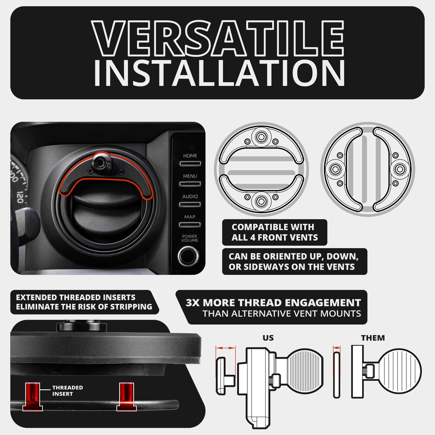 Tackform Link Vent Phone Mount Compatible with 2016-2023 Toyota Tacoma and 2014-2021 Toyota Tundra | Aluminum | Zero Slip, Anti-Scratch | Universal…