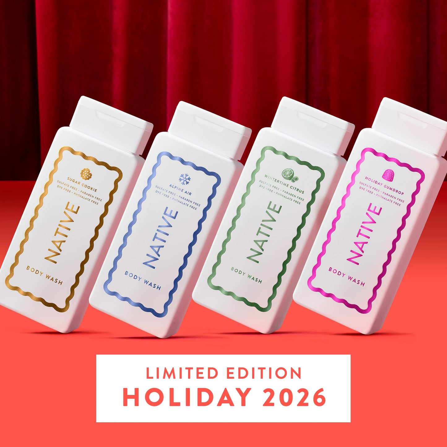 Native Body Wash, Holiday Edition, Holiday Gumdrop Scent, Contains Naturally Derived Ingredients | For Women & Men, Sulfate, Paraben, & Dye Free Beauty & Personal Care Native