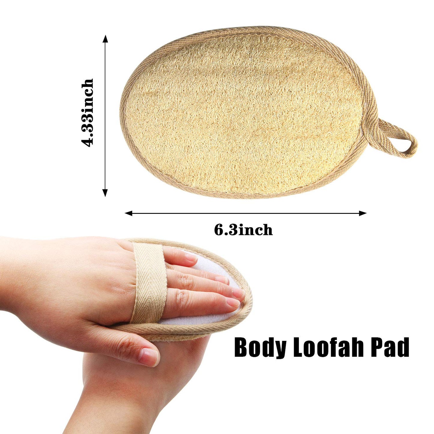 FEBSNOW Loofa Body Scrubber - 4 PCS Exfoliating Loofah Back Scrubber Natural Luffa Shower Bath Sponge Exfoliating Washcloth Face Scrubber Pad for Deep
