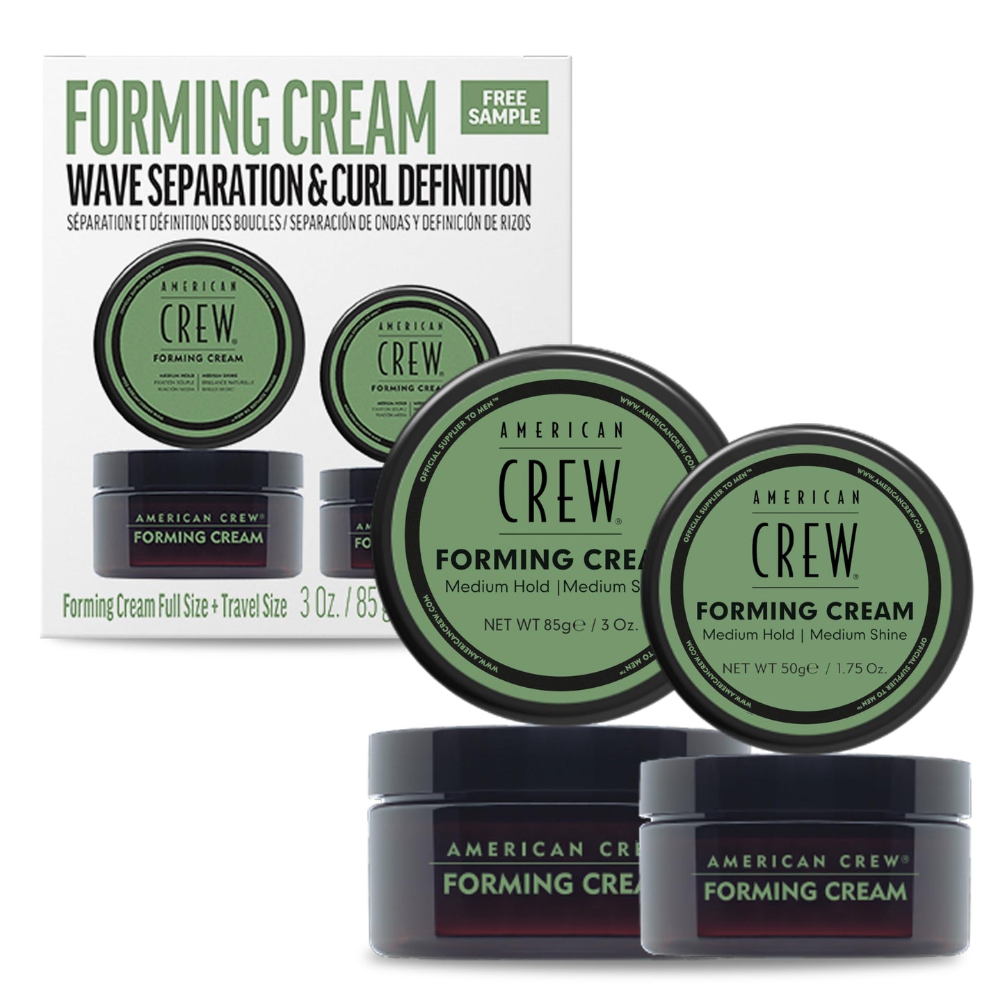 American Crew Men's Hair Forming Cream (DISCONTINUED), Like Hair Gel with Medium Hold & Medium Shine, Travel Size, Duo Gift Set