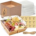 Leafiew 50 Pack Small Charcuterie Boxes with Clear Lids - To Go Paper Mini Charcuterie Box, Disposable Food Containers, 5Inch Dessert Boxes…