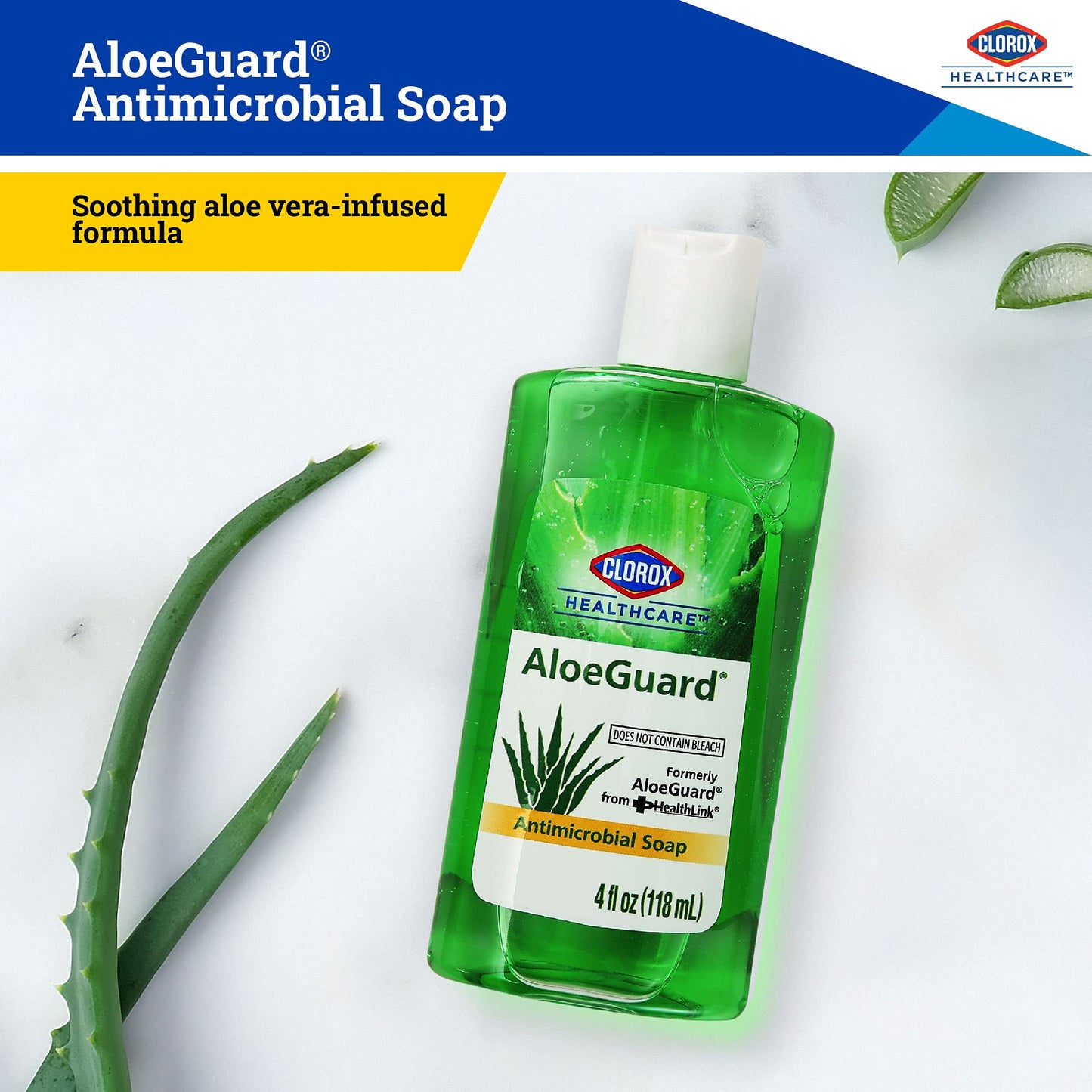Clorox Healthcare AloeGuard Antimicrobial Liquid Hand Soap, Travel Size 4 Fl Oz Bottle, Triclosan-Free, Infused with Aloe Vera and Vitamin E, Gentle Beauty & Personal Care Clorox