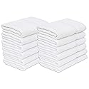 GOLD TEXTILES 12 White Economy Bath Towels Bulk (24x48 Inch) Cotton Blend for Softness-Commercial Grade Easy Care