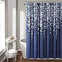 Lush Decor Weeping Flower Shower Curtain, Navy
