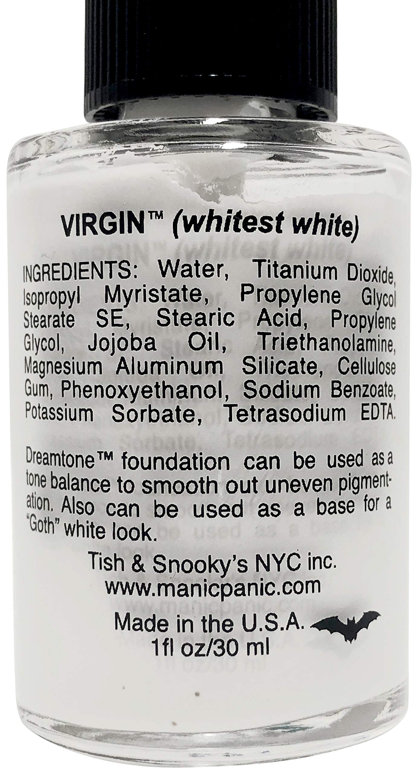 MANIC PANIC Dreamtone White Foundation for Goth Makeup - Oil-Free, Full Coverage Liquid Foundation & Skin Toner - White Base for Gothic Makeup