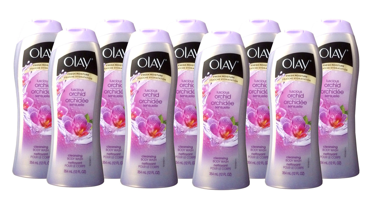 Olay Moisturizing Body Wash, Luscious Orchid, 12 Fluid Ounce, (Pack of 9)