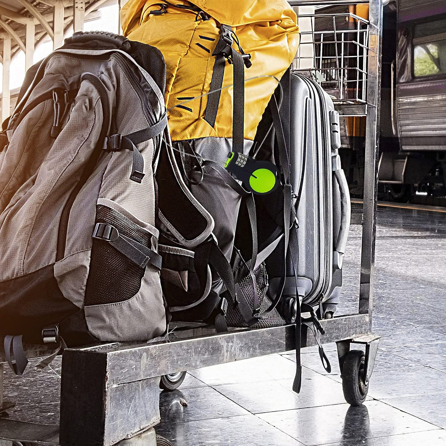 Lewis N. Clark TSA Approved Cable Lock – Travel & Bike Lock with 30" Retractable Steel Cable, Resettable Combination, Green