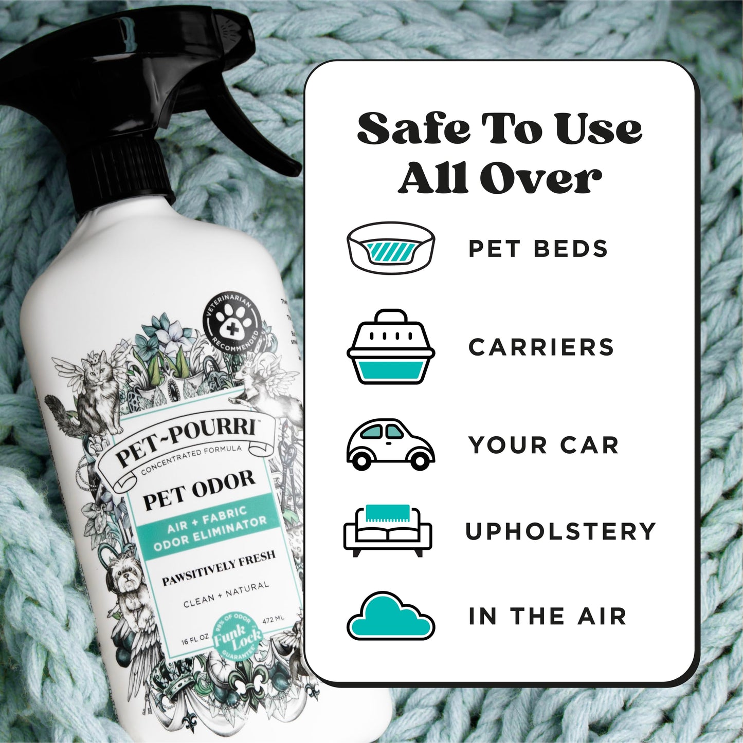 Poo-Pourri Pawsitively Fresh Pet & Home Deodorizer Spray, 16oz – Plant-Based Dog & Cat Odor Remover for Air, Carpet, Fabric, Litter Box & Urine