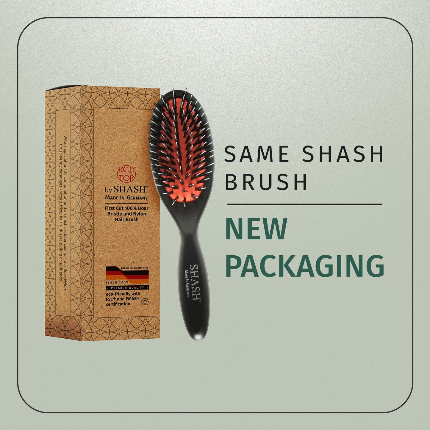 SHASH Since 1869 Hand Made In Germany - Nylon Boar Bristle Brush Suitable For Normal to Thick Hair Gently Detangles, No Pulling or Split Ends Beauty and Personal Care SHASH