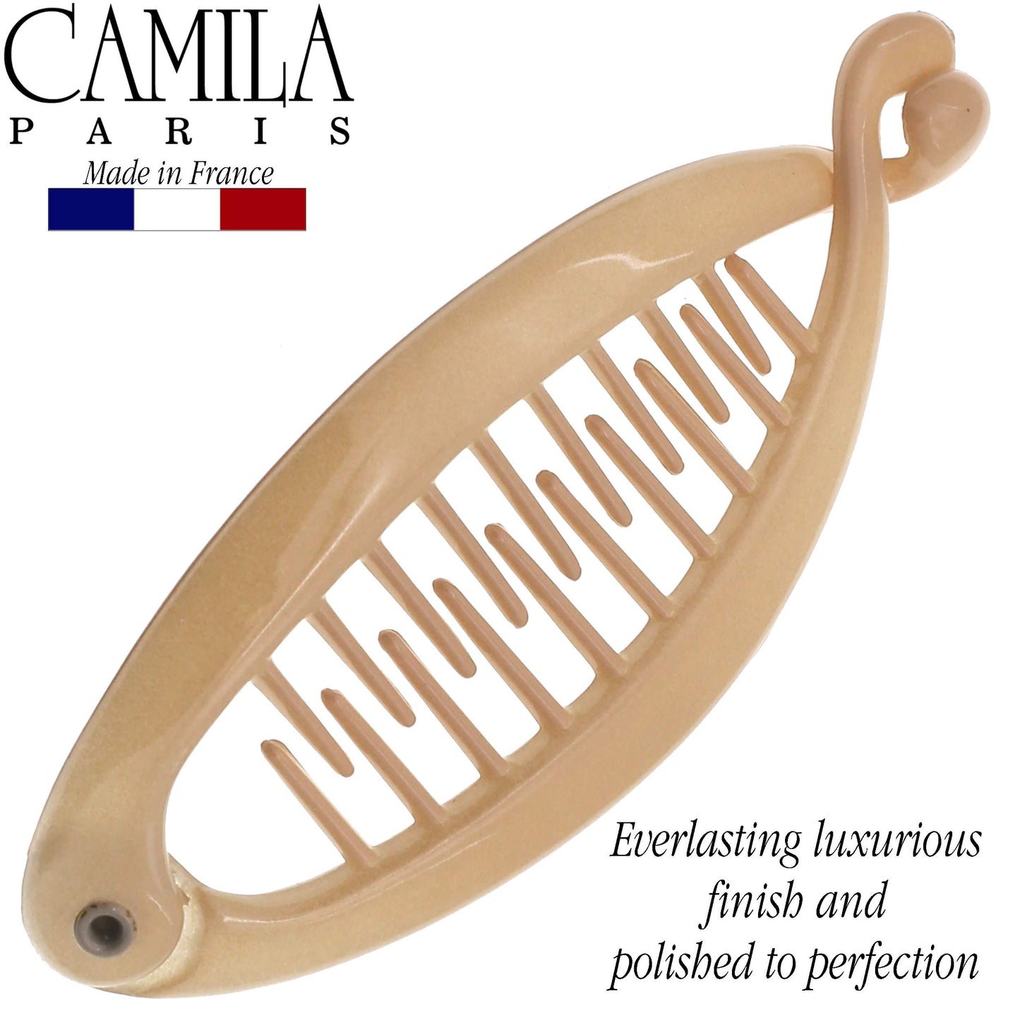 Camila Paris CP2207 French Small Banana Clip Hair Comb, Flexible for Thin Hair Ponytail Holder, Interlocking Styling Clips for Women, Made in France