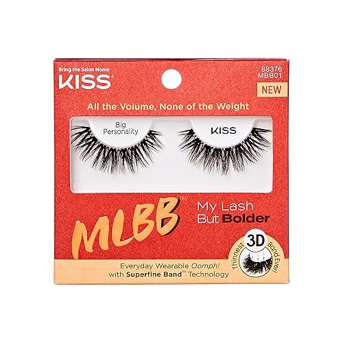 KISS My Lash But Bolder, False Eyelashes, 'Big Personality', 14mm, Includes 1 Pair, Easy to Apply, Reusable Lash Clusters
