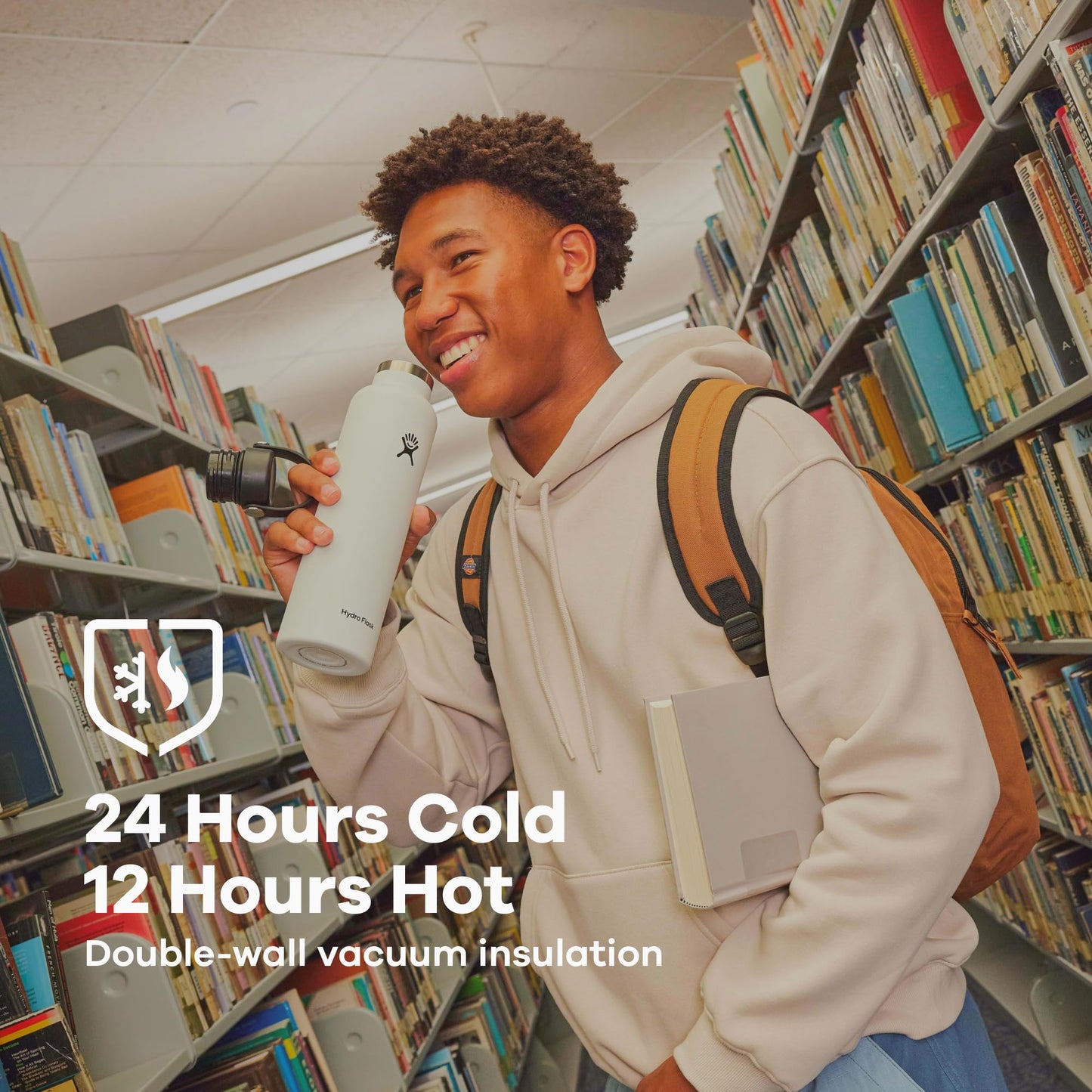 Hydro Flask Water Bottle - Insulated Stainless Steel - Non Spill, Leakproof in 21 Oz Black