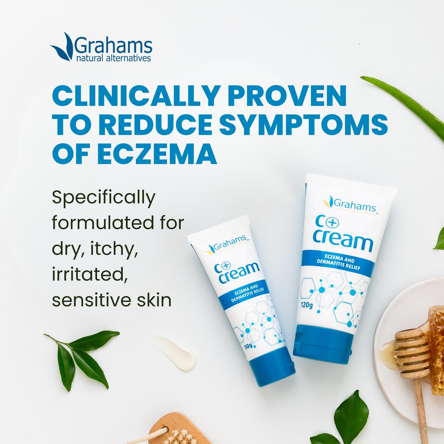 Grahams Natural C+ Eczema & Dermatitis Cream - All-Natural, Steroid-Free - Manuka Honey & Calendula - Clinically Proven Eczema Lotion for Kids