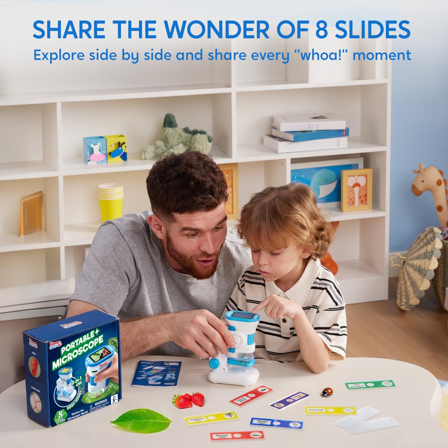 Klever Kits 2-in-1 Kids Microscope – 1000X HD Digital Handheld with 2" LED Screen, Slides & 32G Card, Educational Gift for Ages 5–12