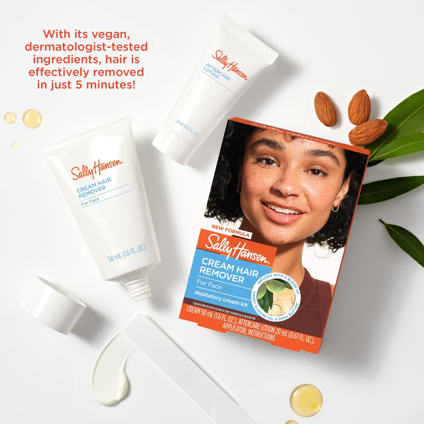 Sally Hansen Hair Remover for Face | Cream Depilatory + Aftercare Lotion | Sweet Almond & Shea Butter Infused Beauty and Personal Care Sally Hansen