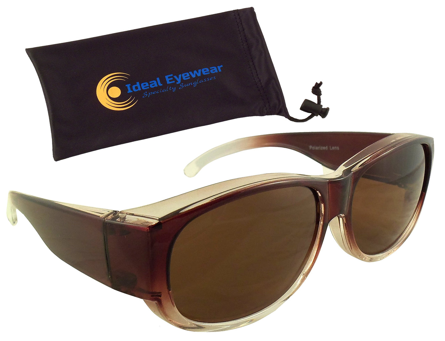 Ideal Eyewear Womens Ombre Fit Over Sunglasses Wear Over Prescription Glasses - Polarized Lenses - Case Included (Brown)