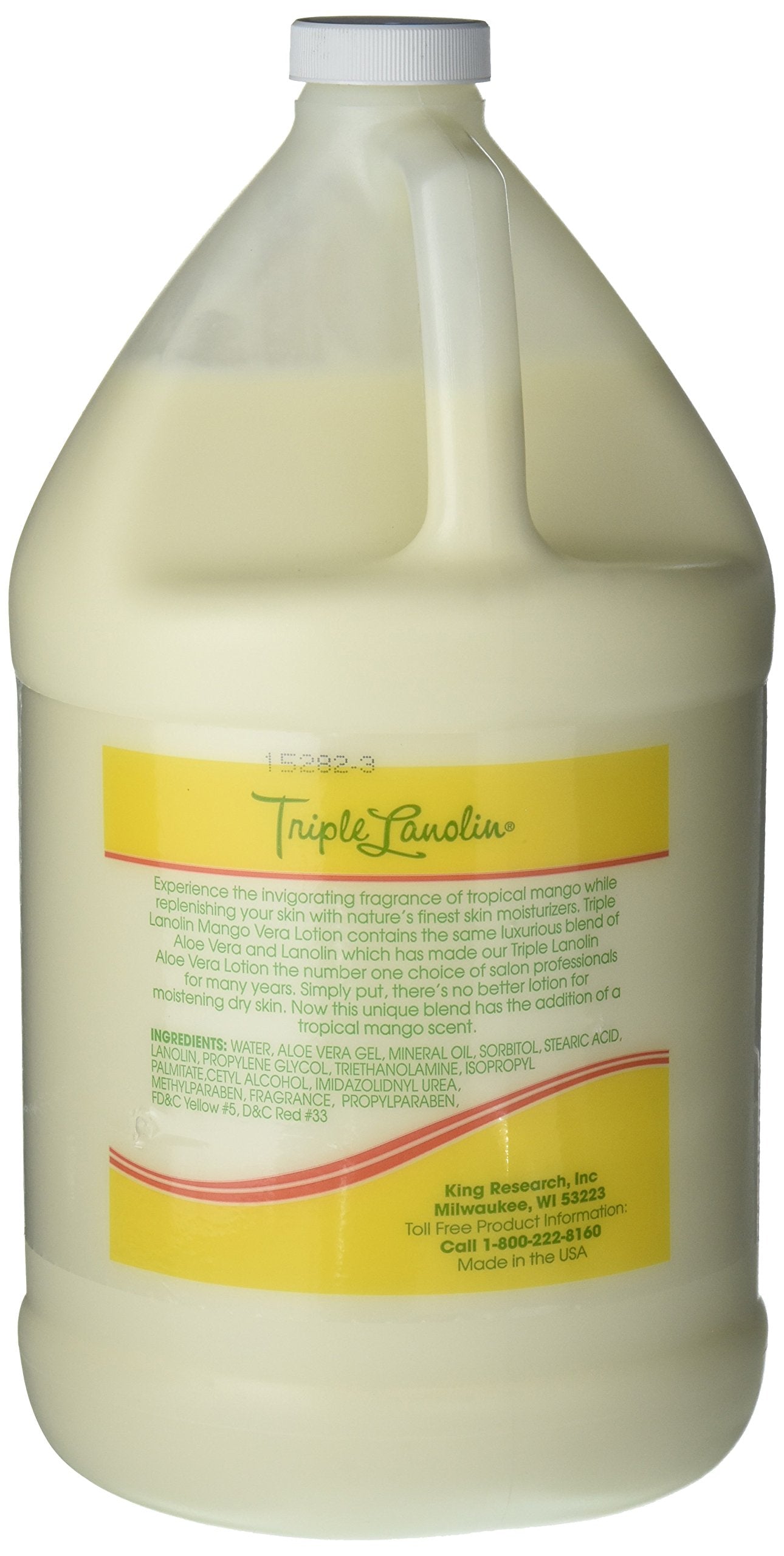 Triple Lanolin Mango Vera Soothing Lotion (1 Gallon) - Tropical Mango Scented Aloe & Lanolin Moisturizer for All Skin Types - Deeply Hydrating Hand