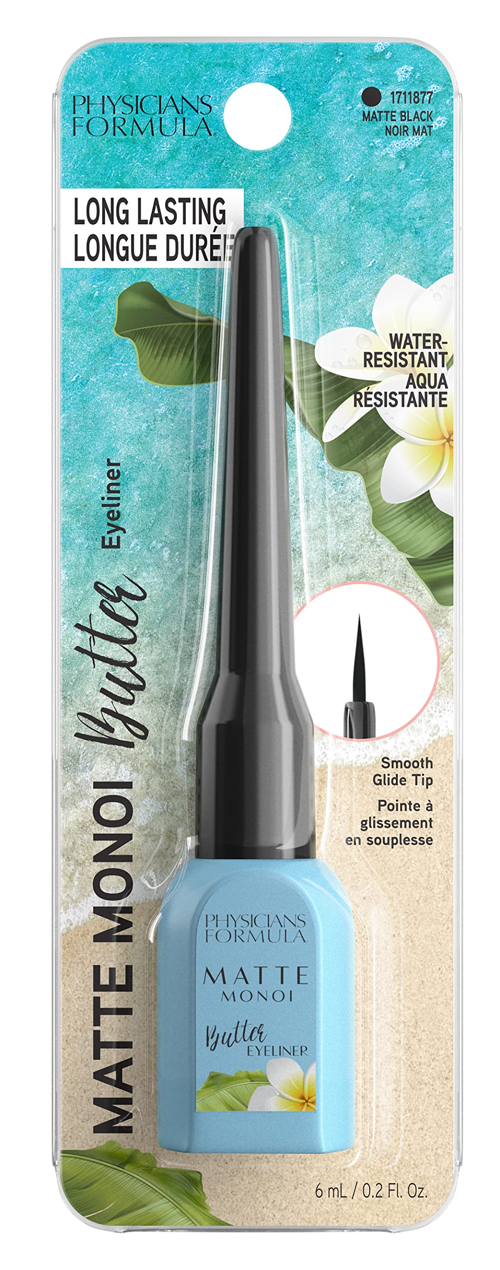 Physicians Formula Matte Monoi Butter Liquid Matte Eyeliner, Eye Makeup, Dermatologist Tested, Black, Brush Eye Liner