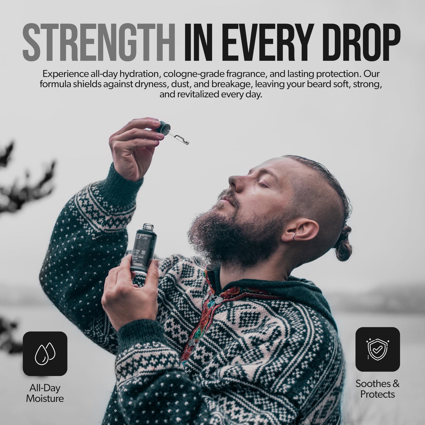 The Beard Struggle - Day Liquid Tonic Beard Oil - Silver Collection (Viking Storm) - Beard Oil for Men - Moisturize, Softens Hair, Reduces Itch - Day