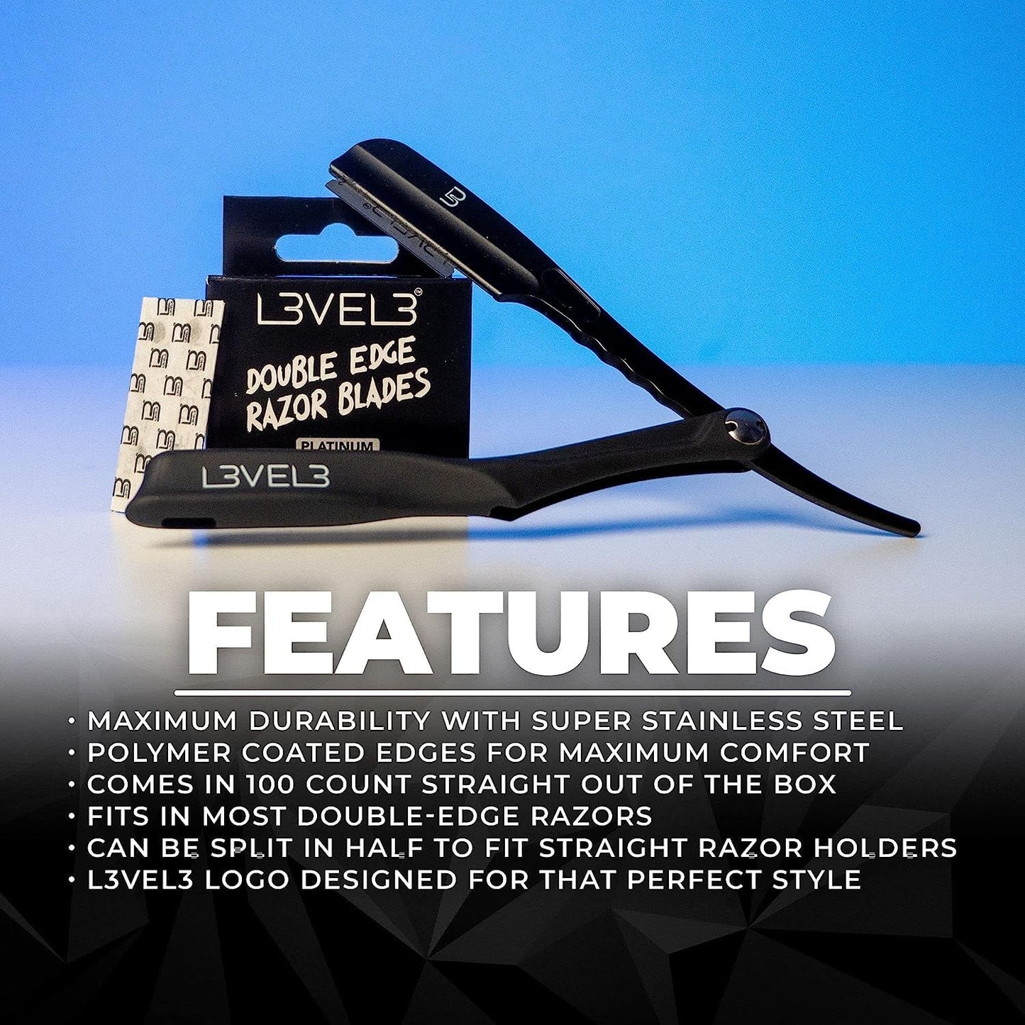 L3 Double Edge Razor Blades - Platinum Coated, Stainless Steel Razor Blades for the Close Shave - for Double Edged Safety Razors - 100 Count (3) Beauty and Personal Care L3