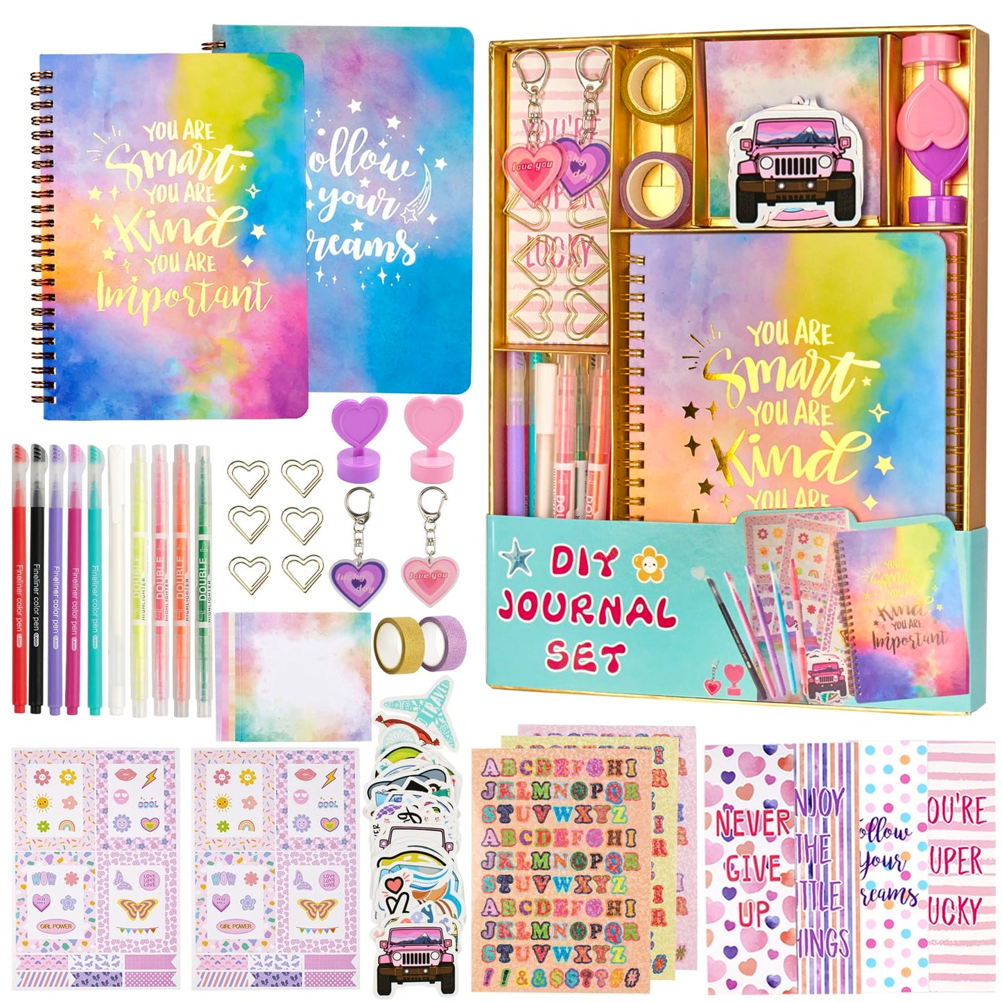 OIHEW 2PC DIY Journal Kit for Girls Ages 8–14 – Creative Diary, Scrapbook & Stationery Set, Art Crafts Gift for Birthday or Christmas