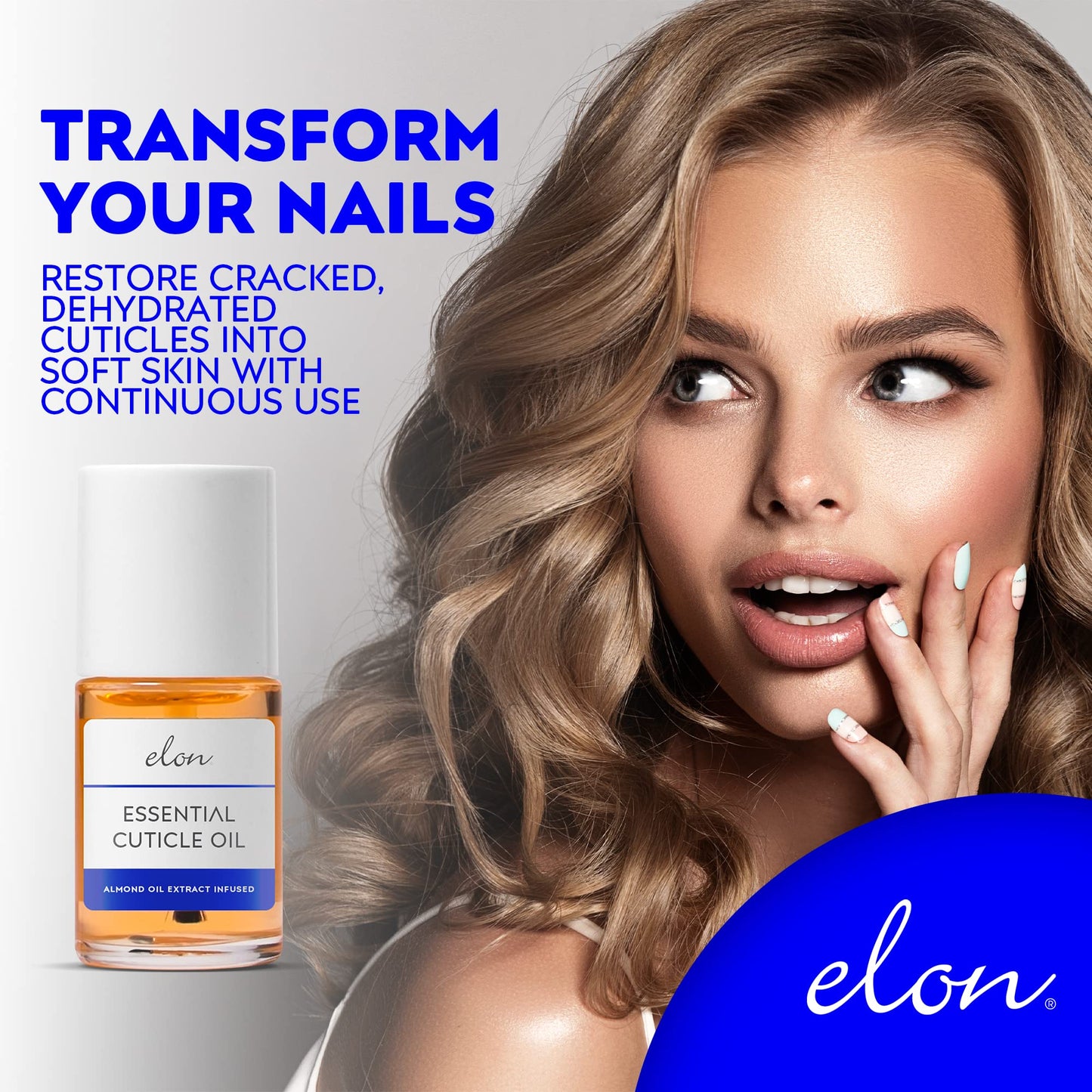 Elon Cuticle Oil for Nails w/Almond Oil Extract - Jojoba & Vitamin E - Softening & Hydrating Cuticles & Nails - Dermatologist Recommended - Bottle