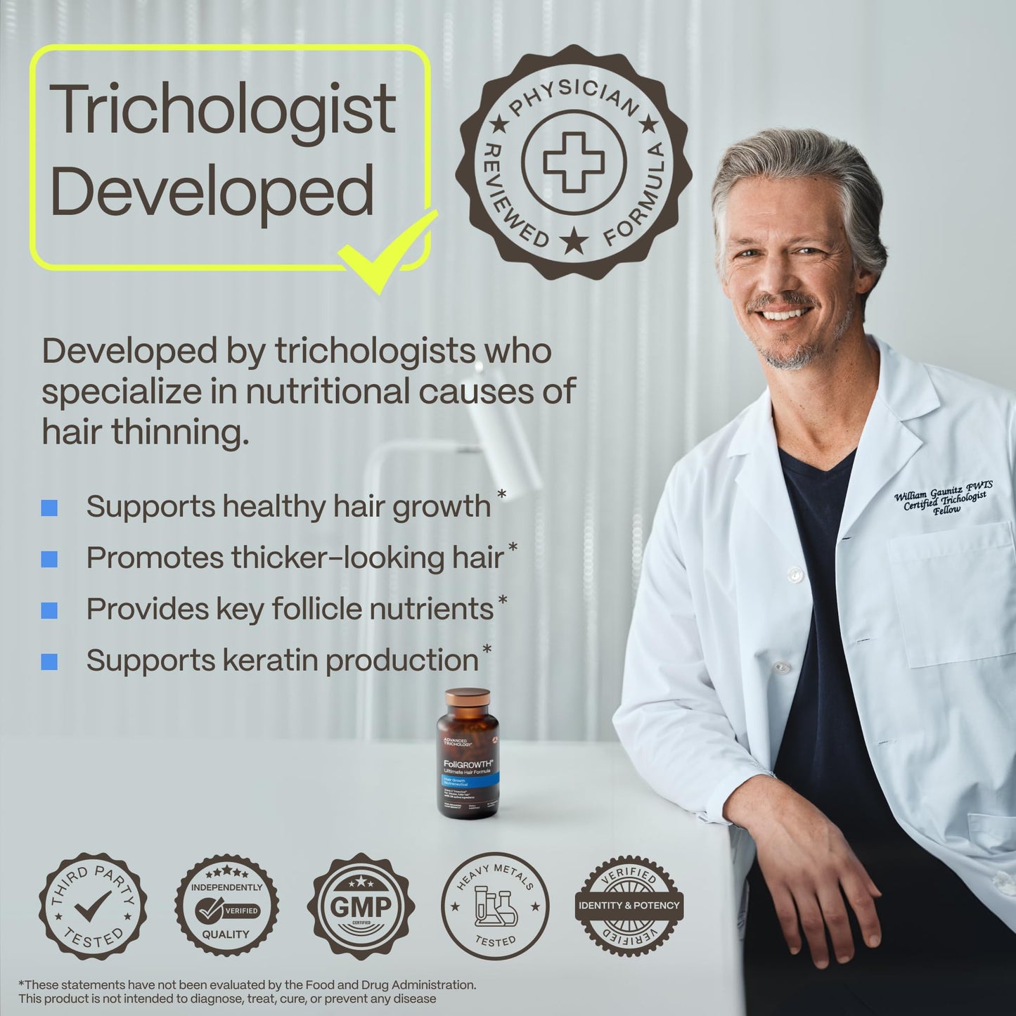 FoliGROWTH® Hair Growth Supplement for Women & Men | for Thicker, Fuller Hair | Supports Thinning Hair, Backed by 20 Years of Experience in Hair Loss Beauty and Personal Care Advanced Trichology