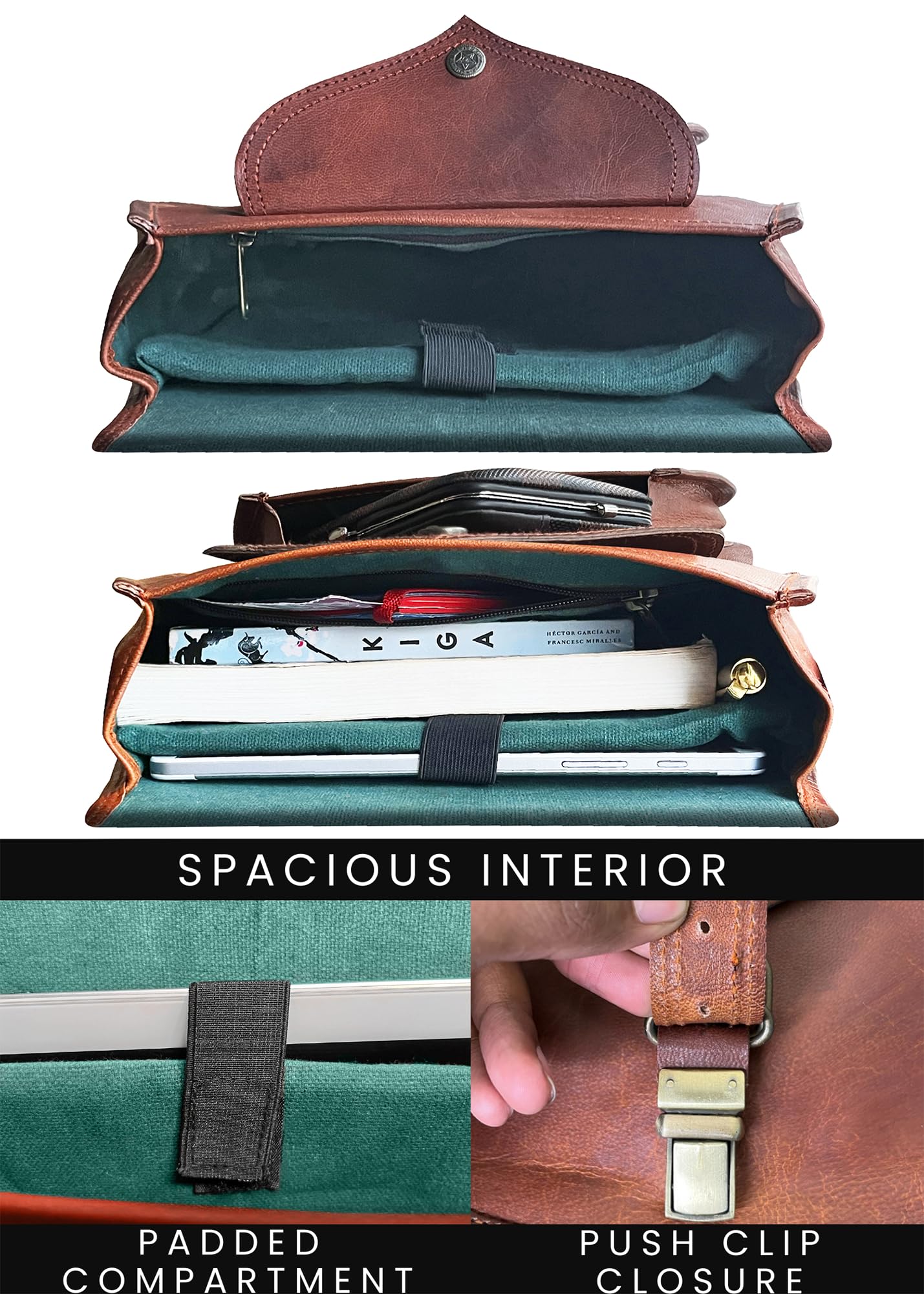 RUSTIC TOWN 11 inch Small Brown Leather Crossbody Satchel Bag Vintage Purses Handbags for Women